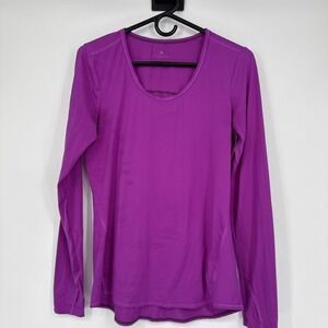 Athleta Chi Womens Purple Long Sleeve Scoop Neck Workout Top Thumbholes Size M
